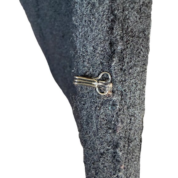 Nine West XL black wool with faux fir trim sleeveless midi length wool coat - Picture 9 of 12